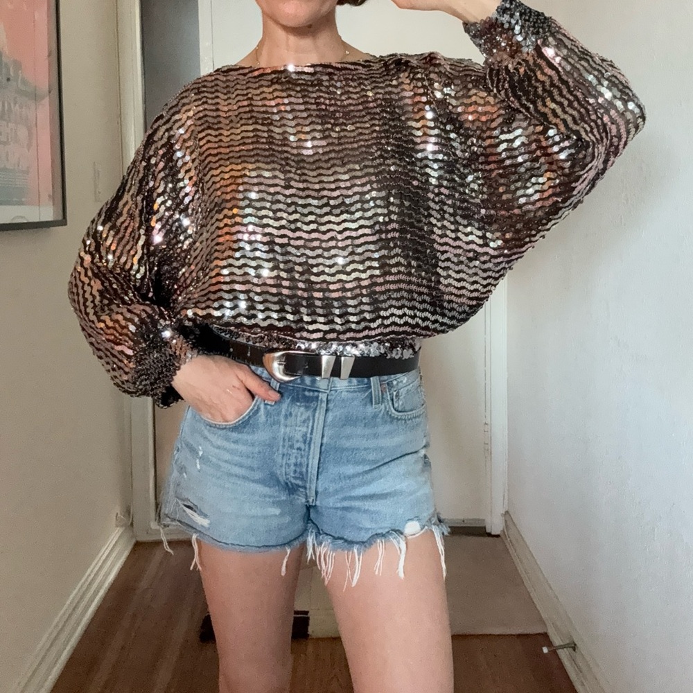 Glamorous Sequin Batwing Blouse - image 2